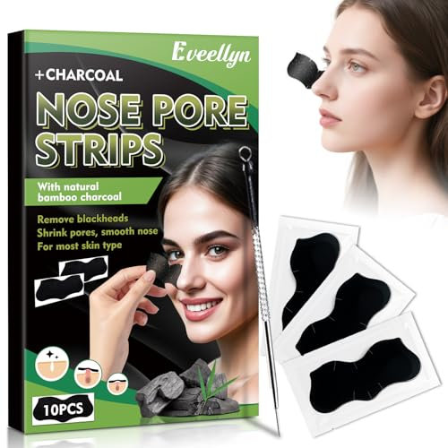 Eveellyn Blackhead Remover Strips, 10 Pcs Charcoal Nose Strips, Deep Cleansing and Tightens Pores, Suitable for All Skin Types, For Women and Men(Individually packaged)