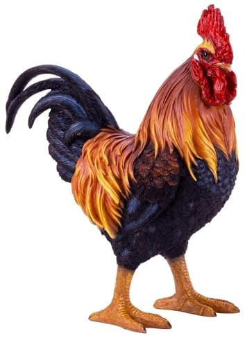 Hahn stehend groß 35cm Tierfigur Hahnfigur imposant Dekoration Haus Hof Garten Deko