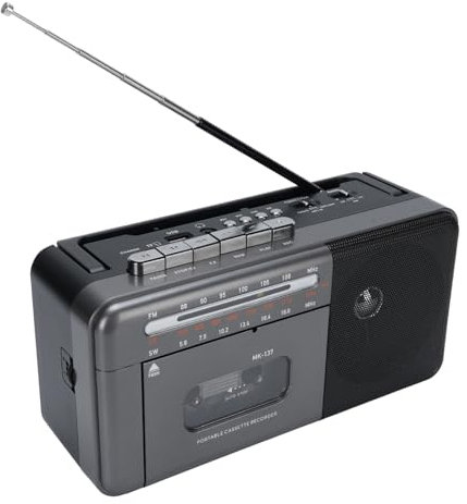 Tragbarer Kassettenspieler Bluetooth Boombox, AM FM SW Radio Cassette Tape Player Recorder -Lautsprecher, Support USB & TF -Karte, für Home Travel Outdoor (EU-Stecker)