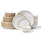 VEVOR Service de table 32 pcs pour 8 personnes, assiettes et bols ronds, vaisselle en céramique résistante aux rayures, pour lave-vaisselle et micro-ondes, pour desserts, salades, soupes, pâtes, blanc