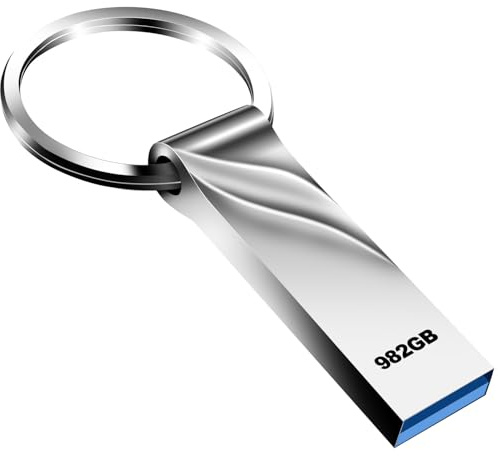 Memoria USB 982GB USB3.0 Impermeable Pendrive Alta Velocidad Memoria Flash 982GB con Llavero para PC,Ordenador,Portátil,Automóvil,TV