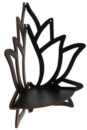 Yardenfun Holz Lotus Wand eckregal mit Hohlraum Design Dekoratives Schwebendes Eckregal als Kerzenhalter und Organizer Schwarz Vielseitiges Wanddekor für Wohnzimmer und Schlafzimmer