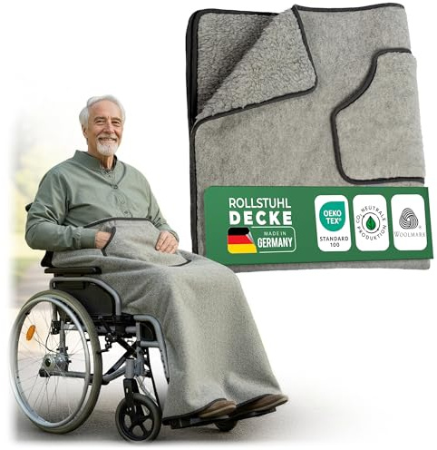 Novaliv Schurwoll-Fleece Kniedecke Rollstuhl - Kuschelige Beindecke für Senioren - Weiche Wärmedecke 120x100 cm - Ideal für Sofa, Sessel, Pflegeheim - Rollstuhl Kniedecke Wärmedecke