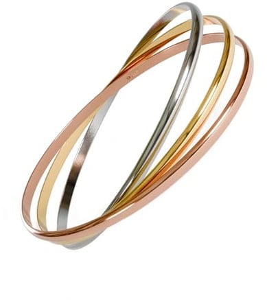 Fly Style Armreif aus Silber 925 - Elegant Armband - Silber und Tricolor Vergoldet - Minimalistisch Damen Armspange