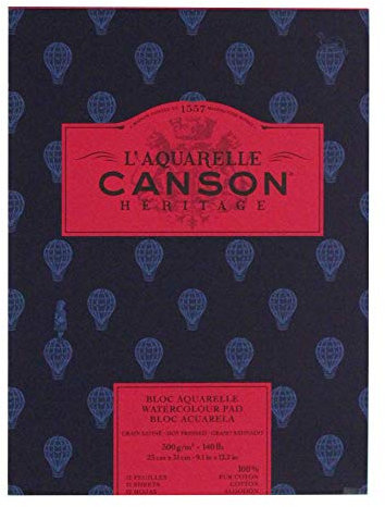 Canson C100720018 Héritage Aquarellpapier, Baumwolle, Weiß, 9-x-12-Inch, 12 stück