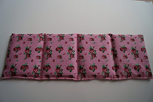Körnerkissen Bio-Roggen 4-Kammern 50cm x 17cm rosa mit roten Rosen