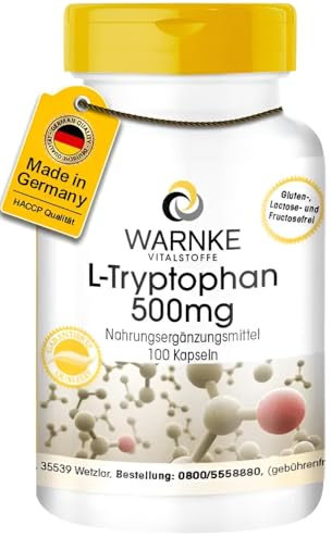 L-Tryptophan 500mg Kapseln - 100 Kapseln - Aminosäure - hochdosiert & vegan | Warnke Vitalstoffe - Deutsche Apothekenqualität