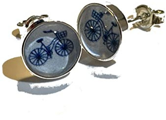 Fahrrad 925 Sterling Silber 8mm Ohrringe Ohrstecker
