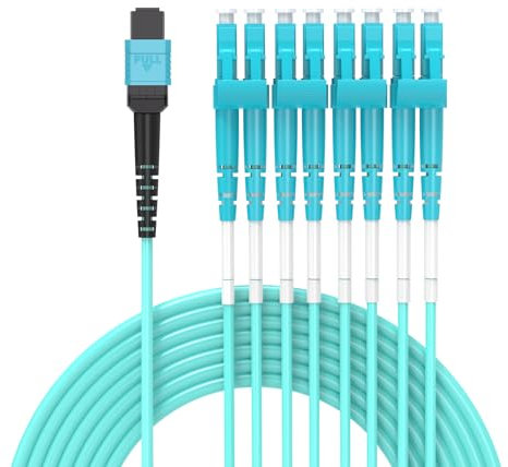 Cable de fibra óptica QSFP 40GBase-SR4, OM3 Fanout Aqua, 15 metros