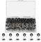 VIPMOON 100 Stück Gummistopper Angeln, 6-in-1 Posenstopper Schnurstopper Angeln, Schnurstopper Angeln, Stopper Angeln Gummi Angeln Bobber Stopper, Schwarz Zylinder, M