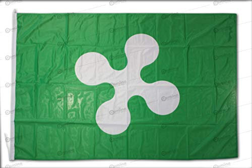 Bandiera Lombardia 150x100 cm in Tessuto Nautico Antivento da 115g/m²,Bandiera lombarda 150x100 Lavabile,Bandiera della Lombardia 150x100 con Cordino,Doppia Cucitura perimetrale,fettuccia di Rinforzo