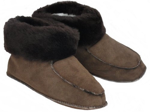 SAWA Lammfell Hausschuhe Lammfellhausschuhe Hüttenschuhe aus 100% gewachsenes Lammfell für Damen und Herren