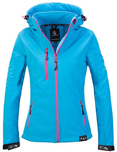 Rock Creek Damen Softshell Jacke Windbreaker Regenjacke Übergangsjacke Softshelljacke Damenjacke Regenmantel Outdoorjacke Kapuze D-412 Türkis M