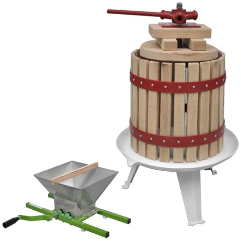 vidaXL Conjunto de prensa y trituradora de frutas y vinos 2 piezas