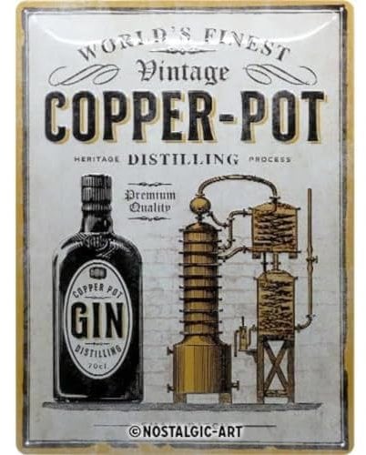 Nostalgic-Art Retro Blechschild Copper Pot Gin – Geschenk-Idee als Bar-Zubehör, aus Metall, Vintage-Design zur Dekoration, 30 x 40 cm