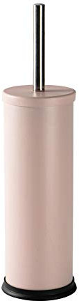 Harbour Housewares Toilet Brush and Holder - Matte Pink - Pack of 1 - Round Toilet Bowl Brush & Holder Stainless Steel Bathroom Deep Cleaning Scrub