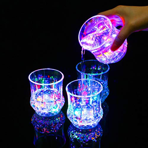 OSALADI 4PCS Flashing Tumbler, LED Crystal Pineapple Mugs Water Glowing Tumbler Glasses for Parties and Events