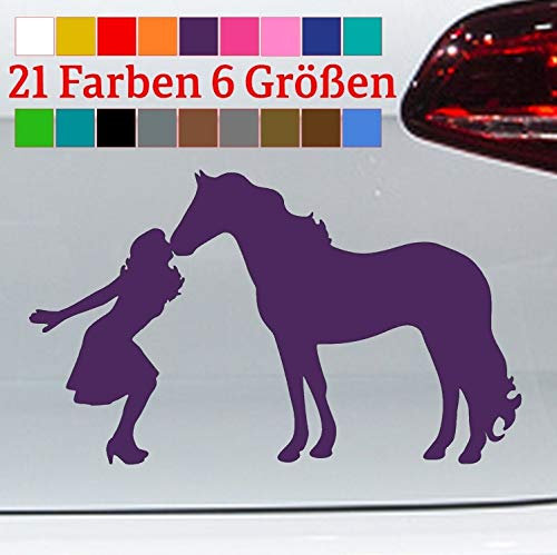 generisch Pferde Kuss Aufkleber Horselove Lieblings Pferd Pony Cowgirl Herz Kuss Sticker in 6 Größen und 21 Farben