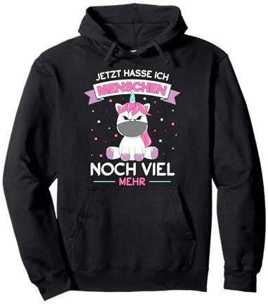 Einhorn mit Mundschutz Maske Atemschutz Ich hasse Menschen Pullover Hoodie