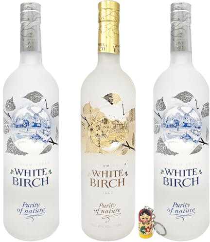 Esnado Set - White Birch Vodka - 1x Gold, 2x White Birch, 40% vol. (3x0,5L) + Esnado Matroschka Anhänger