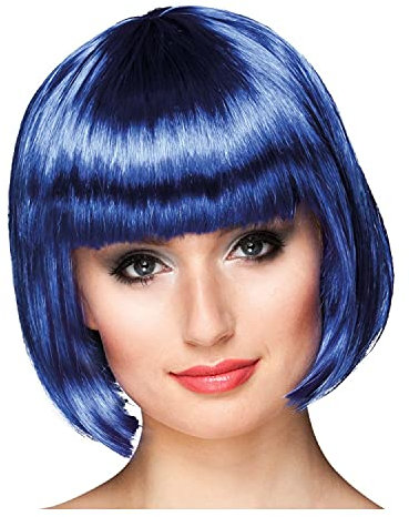 PAPSTAR NEU Perücke Damen Foxy Bob, Pagenkopf mit Pony, Cabaret, blau - SPARPACK mit 6 Stück