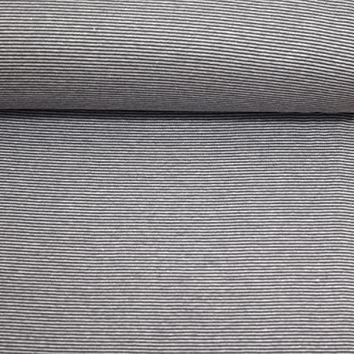 MAGAM-Stoffe Anni Ringel Bündchenstoff Feinstrick Oeko-Tex Meterware 50cm (2mm Grau-Weiß)