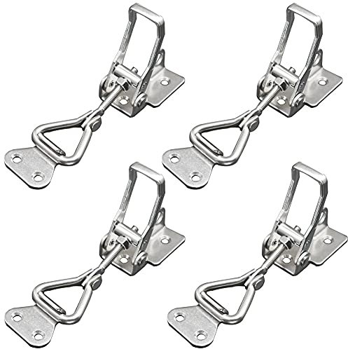 NNNJunhua Thickened Stainless Steel Toggle Latch Clamp Horizontal or 90 Degree Right Angle Adjustable Buckle with Keyhole 4 Pieces