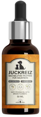 Adema Animal® - Juckreiz Bachblüten Tropfen für Hunde & Katzen bei Hautreizungen - Haut & Fellpflege für Haustiere - Hautpflege bei Läuse, Flöhe, Milben - Rezeptur nach Dr. Bach - ohne Alkohol - 50ml