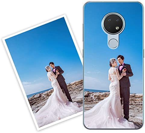 Sunrive Personalisierte Hülle kompatibel mit Nokia 7.2 Silikon,Transparent Handyhülle Benutzerdefiniert Weicher Etui mit Eigenem Foto Bild Text Individuelle