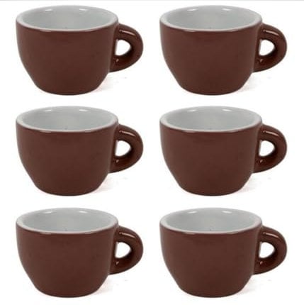 OISE ART STORE Trade Shop - Servizio Set 6 Tazzine da Caffe Tazzina Bassa in Ceramica Marrone da Cucina