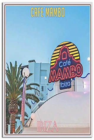 NMNM Cafe Mambo Ibiza Vintage Reiseposter Leinwand Kunst Wanddekoration Poster Bild Druck Gemälde Poster Geschenk 30 x 45 cm