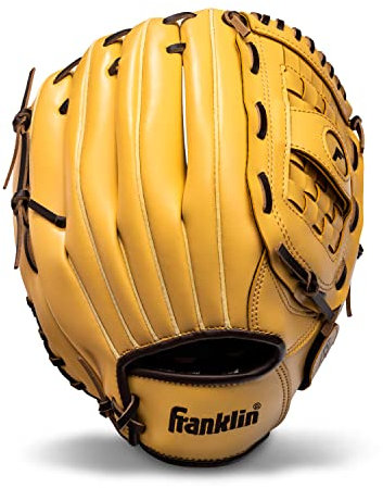 Franklin Sports Baseball and Softball Glove - Field Master - Baseball and Softball Mitt - Adult and Youth Camel Glove - Right Hand Throw - 12.5