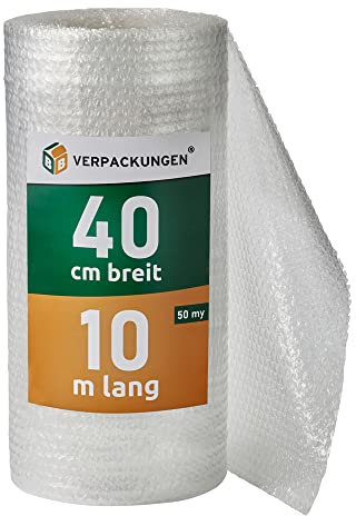 BB-Verpackungen 2x PROFI Luftpolsterfolie 0,4 x 10 m Versand, Verpackung, Umzug 2-lagig (2 Rollen) | 60 my stark, extrem robust, sehr leicht, 100% recycelbar