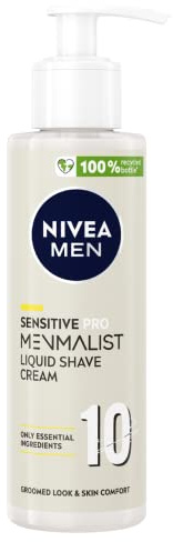 NIVEA MEN Sensitive Pro Menmalist Liquid Shave (200ml), Shaving Foam with 10 Essential Ingredients for a Groomed Look & Comfortable Skin, Non-Irritating Shaving Gel
