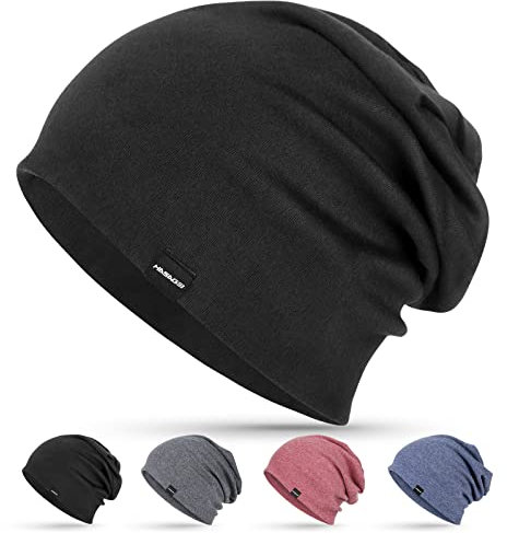 HASAGEI Mütze Herren, Slouch Beanie Damen, Leichte Dünne Mütze, Weich Baumwolle Chemo Mütze, Klassische Unisex Jersey Mütze für Frühling Herbst und Winter