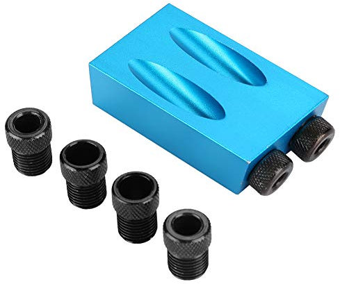 Plantilla para Agujeros de Bolsillo de 15 Grados, Juego de Guía de Taladro Oblicuo para Trabajar la Madera con Adaptador de 6/8/10mm, Accesorio para Agujeros Inclinados para Tableros de Madera