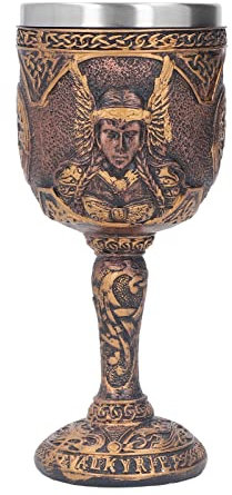 Goblet, Resin Shell Stainless Steel Interior Retro Scandinavian Unique Fashion Wine Goblet Rust Proof Gothic Easy to Clean Chalice Goblet Viking Cup for Cocktails Whisky