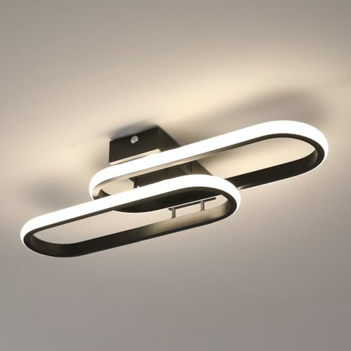 Toolight LED Deckenleuchte Moderne 32W 3600LM, LED Deckenleuchte Schwarz 50cm, Deckenlampe Wohnzimmer Acryl für Schlafzimmer Wohnzimmer Küche Bad Balkon, Neutralweiß 4500K