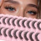 Naturel Faux Cils Volume Russe Effet Extension Professionnel Fake Lashes 3D Faux-Cils 10 Paires D Curl Cat Eye Yeux de Biche Russian False Eyelashes Faits à la Main Réutilisables Faux-Cils