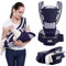 Lohofrnny Porte Bébé, Siège de Hanche Multifonction pour Porte Bebe de 0 à 36 mois, Porte-bébé ergonomique avec Siège de Hanche/Pur coton, Toutes Saisons, Charge Maximale 25 kg (Bleu marine#B)