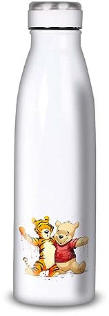 Gourde/Bouteille d'eau en Aluminium - Acier Inoxydable (thermos 24h) réutilisable 330ml à 750ml, Winnie the Pooh and Friends (Bouteille (isotherme, bouchon plat) 500ml, Acier Inox)