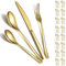 Berglander Juego de cubiertos de oro 48 piezas para 12 de acero inoxidable chapado en titanio dorado, juego de cuchillos de cucharas de oro para el hogar, boda, restaurante, hotel