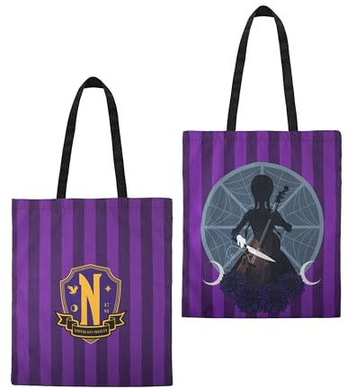 Cinereplicas Mercredi Wednesday - Nevermore Academy Tragetasche 42 * 38cm - Offizielle Lizenz