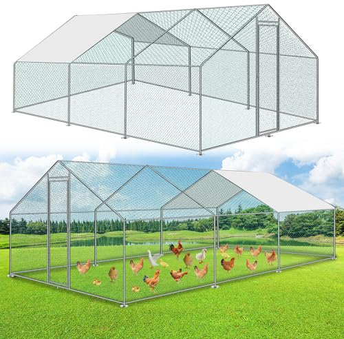 Jopassy Freilaufgehege Hühnerstall 3x6x2m, Außengehege Verzinkter Stahl Kleintierstall, Geflügelstall mit Schloss, Freigehege für Hühnerkäfig, Kleintiere Vogelkäfig und Haustierkäfig