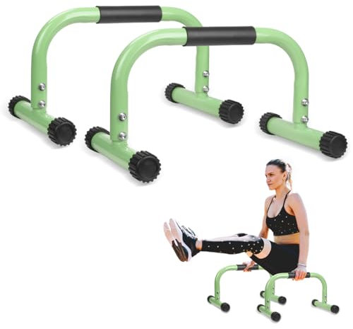 KingMile Parallettes, Handstand Barrenm, Großer Push Up Bar & & Dip Barren, Rutschfeste Liegestützgriffe, Calisthenics Equipment für Indoor & Outdoor, Geeignet für Heim-Fitness & Liegestütze (Grün)