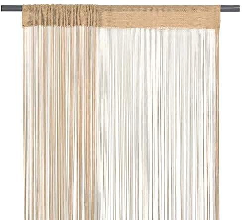 FENLAX Fadenvorhänge 2 STK. 140x250 cm Beige Fadenvorhänge für Türen Vorhang für Terrassentür Türvorhang Insektenschutz Raumteiler Schaufensterdekoration Vielseitigen Fadenvorhängen