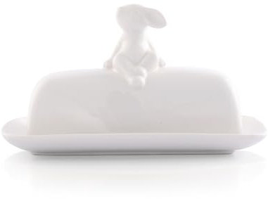 Arthur Court Butterdose aus weißem Steingut, für alle Buttergrößen, langlebig und leicht zu reinigen, verleiht dem Tisch Laune und Eleganz – Butterdose mit Deckel für Frühling und Ostern