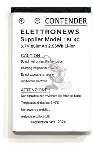 Batteria per Brondi Contender 800 mAh BL-4C Batteria Brondi Amico contender Nuova Produzione 2024