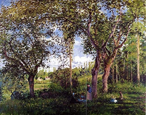 Gemälde auf Leinwand, 18 berühmte Ölgemälde, Landschaft mit Spaziergängern, die sich unter den Bäumen entspannen, 1872 Camille Pissarro -06, €50-2000 Handgemalt von Lehrern der Kunstakademien