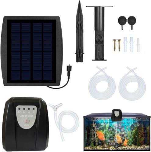 Pompa di ossigeno solare, 3 W, con batteria da 2600 mAh, pompa ad aria solare ricaricabile USB, per acquario, ossigenatore, pompa ad aria ossigenata, pompa ad aria, aeratore con tubo